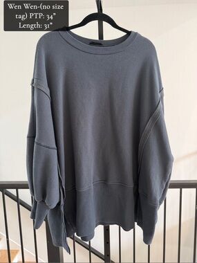 WEN WEN Heathered Gray Ribbed Crewneck Sweater